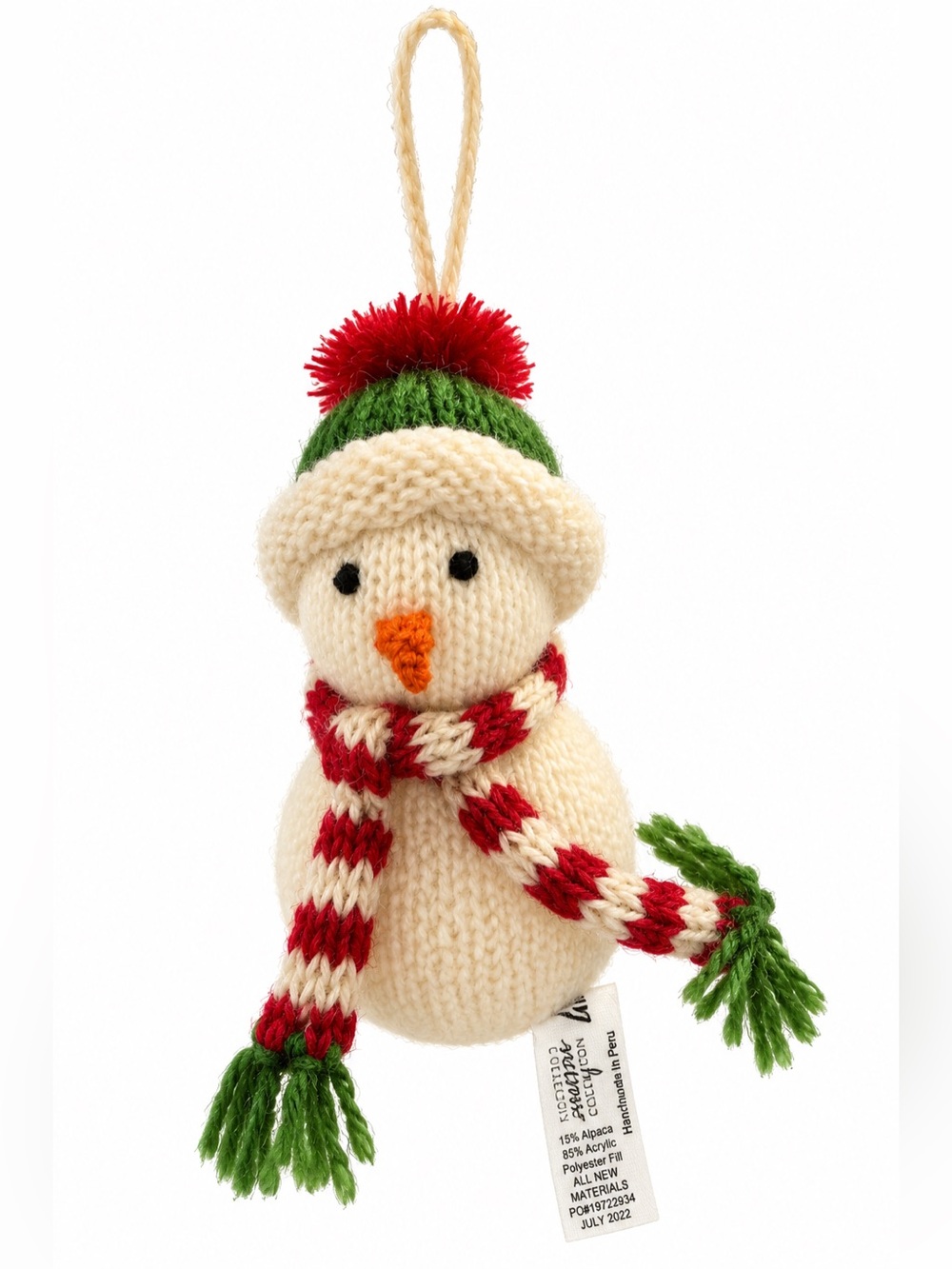 Melrose Collection Knit Snowman Christmas Ornament